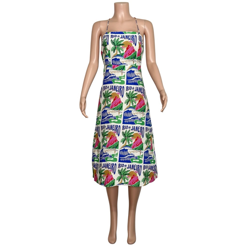 FARM RIO Carioca Posters Midi Dress, Off-White, XS - Picture 4 of 11